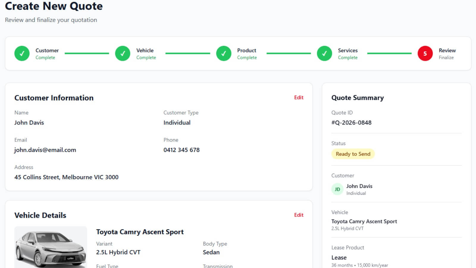 Vehicle Leasing System
